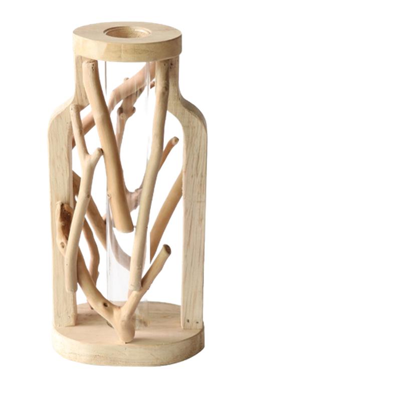 Artisan-Crafted Wooden Vase | Handmade Solid Wood Floral Pot with Innovative Glass | Decorative Home